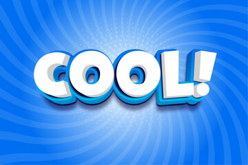 Cool Comic Style 3D Text Effect on Blue Radial Background . Vector Editable Text Effect	