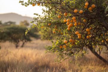 Marula Tree in the Wild – Iconic African Tree with Ripe Marula Fruits and Lush Green Canopy