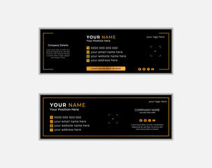 Elegant Dark Mode author photo place footer design Modern and abstract or mail footer. 2 colors modern vector banner illustration Email Signature layout.