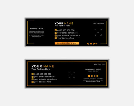 Elegant Dark Mode author photo place footer design Modern and abstract or mail footer. 2 colors modern vector banner illustration Email Signature layout.