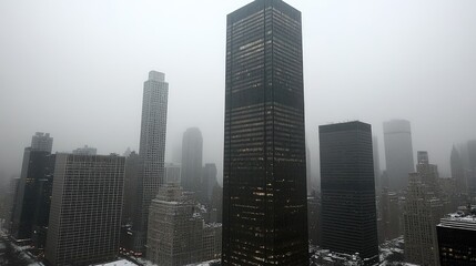 Fototapeta premium Urban skyline on a hazy winter day