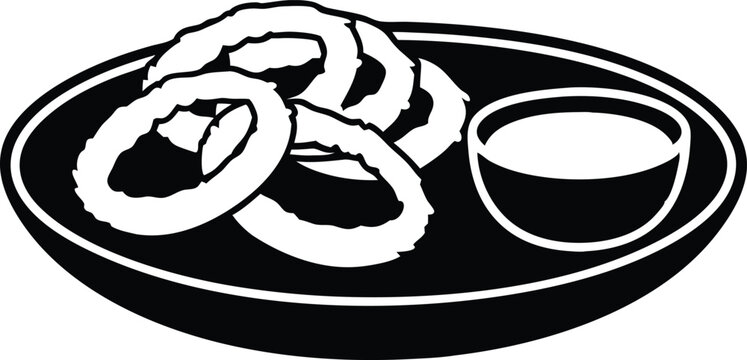black and white onion rings with dipping sauce clip art preview