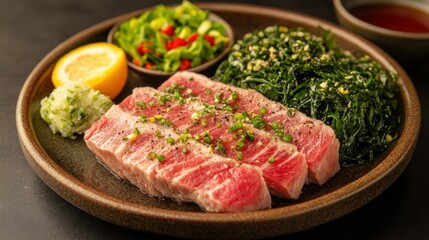 Seared Tuna with Seaweed and Vegetables