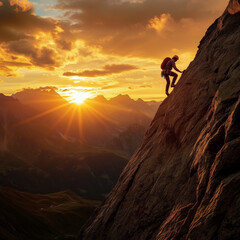 Conquering New Heights at Sunset
