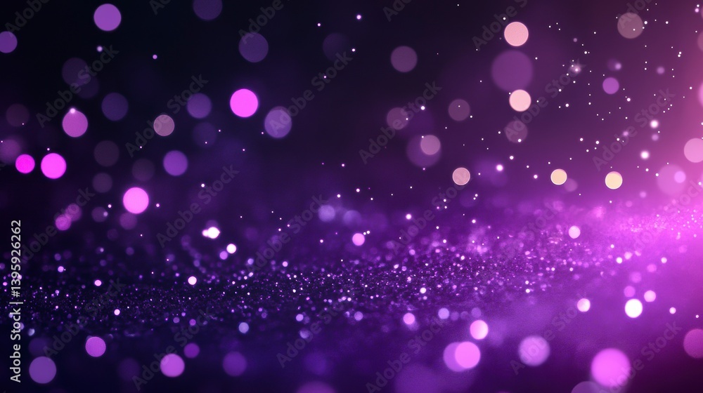 Wall mural abstract purple and pink bokeh background with glittering particles.