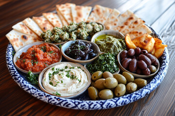 Traditional Turkish Meze Platter – Assortment of Small Appetizers with Mediterranean Flavors