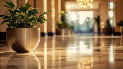 Serene Indoor Plant in Elegant Lobby