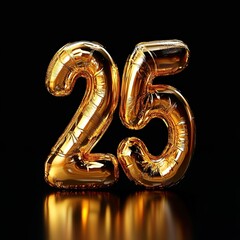 2025 golden new year symbol 3D illustration.