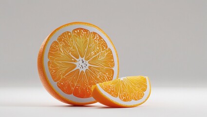 Juicy Orange Slice Sticker on White Background