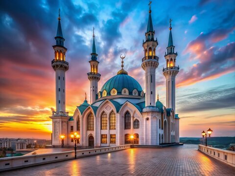 Kazan Kul Sharif Mosque Twilight - Majestic September Sunset in Tatarstan, Russia