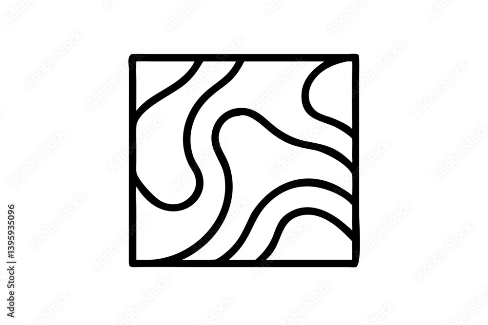 Aufkleber abstract square art showcasing flowing, organic lines creating a sense of movement and fluidity in b
