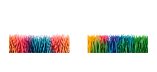 Vibrant Dyed Grass Texture Background with Rainbow Hues, cut out transparent