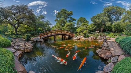 Fototapeta premium Serene Japanese Garden with Koi Pond