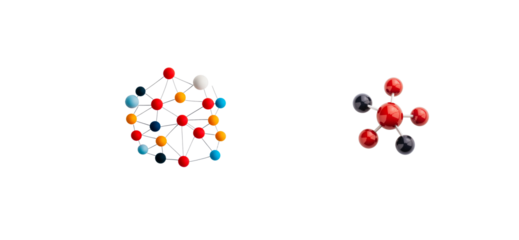 Abstract colorful atom and net structure, cut out transparent