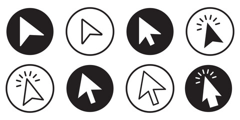 mouse cursor click icon, flat style, computer clicking arrow - Mouse arrow pointer icon symbol. editable stroke
