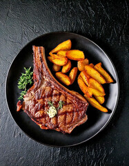 T-Borne Steak mit Kartoffeln und Kräuterbutter