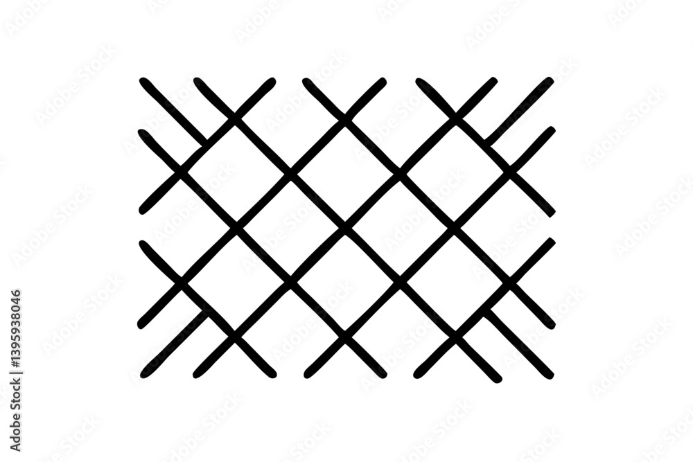 Poster interwoven lines creating a captivating geometric pattern with bold black strokes on a stark white b