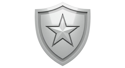 Isolated Silver Shield with Star