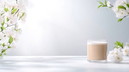 Delicate floral latte scene