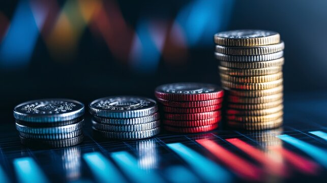 Stacked Coins Displaying Growth in Financial Investment Concept