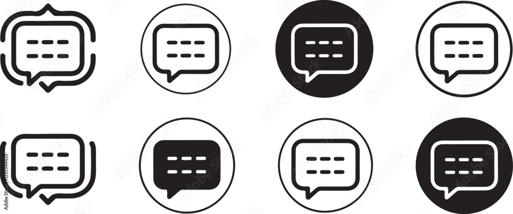 Fototapete minimal chat message icons set in monochrome and line styles with circular backgrounds for communica