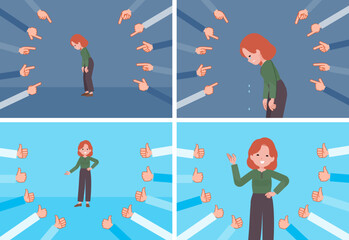 評価をうける赤髪女性のセット