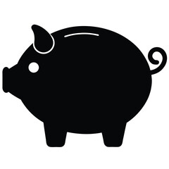 Piggy Bank icon silhouette isolated on white background
