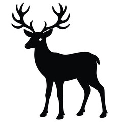 Reindeer silhouette isolated on white background