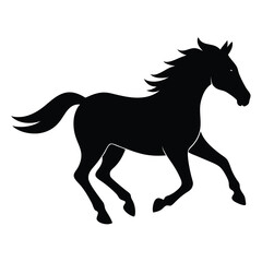 running horse silhouette isolated on white background