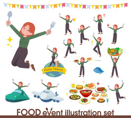 食のイベントに関する赤髪女性のセット