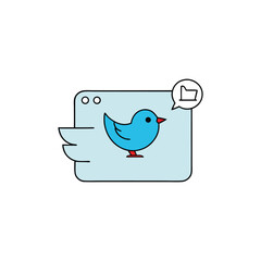 blue bird with speech bubble