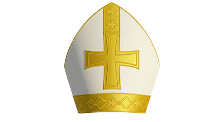 Isolated Mitre Hat with Golden Cross