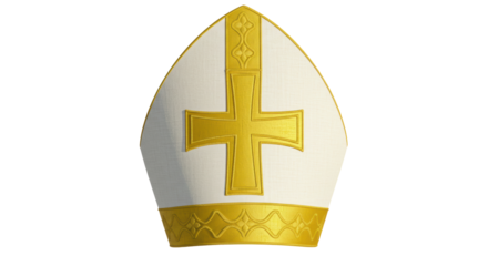 Isolated Mitre Hat with Golden Cross