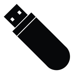 USB flash drive silhouette isolated on white background