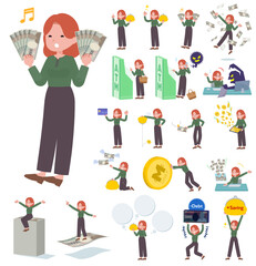 Obraz premium お金や経済に関する赤髪女性のセット