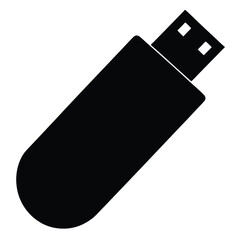 USB flash drive silhouette isolated on white background