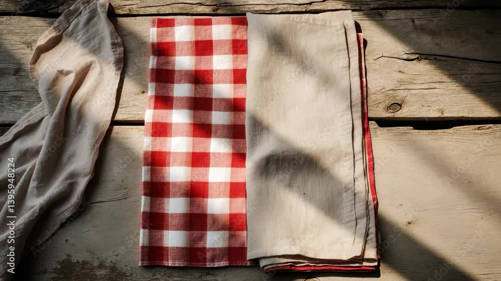 Aufkleber table angle view of a napkin. text space available.