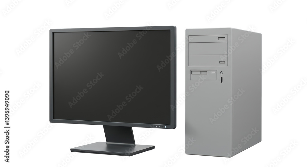 Poster isolated desktop computer