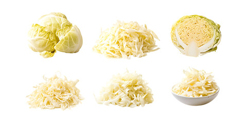 Pack Sauerkraut Set in Different Poses Against Transparent Background for Fermented Foods, Health Branding, or Culinary Illustration