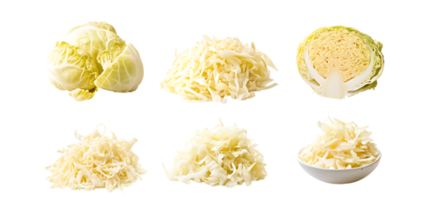 Pack Sauerkraut Set in Different Poses Against Transparent Background for Fermented Foods, Health Branding, or Culinary Illustration