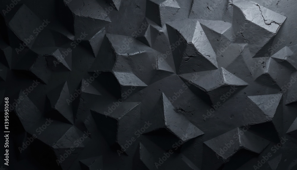 Leinwandbilder dark textured background with complex polygonal pattern. geometric shapes create abstract 3d design.