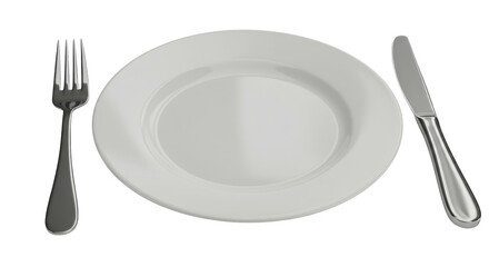 Isolated Plate with Fork and Knife
