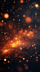 Obraz premium Shimmering golden particles illuminate a dark background, creating a magical, festive atmosphere.