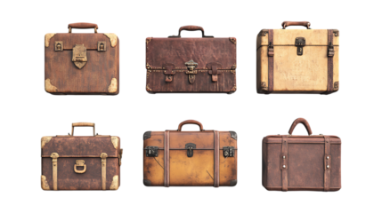Pack Suitcase Set in Different Poses on Transparent Background for Travel, Vacation, and Lifestyle-Themed Designs