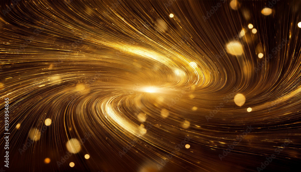 Aufkleber golden light streams vortex pattern. shiny lines flowing to a bright source. abstract texture with s