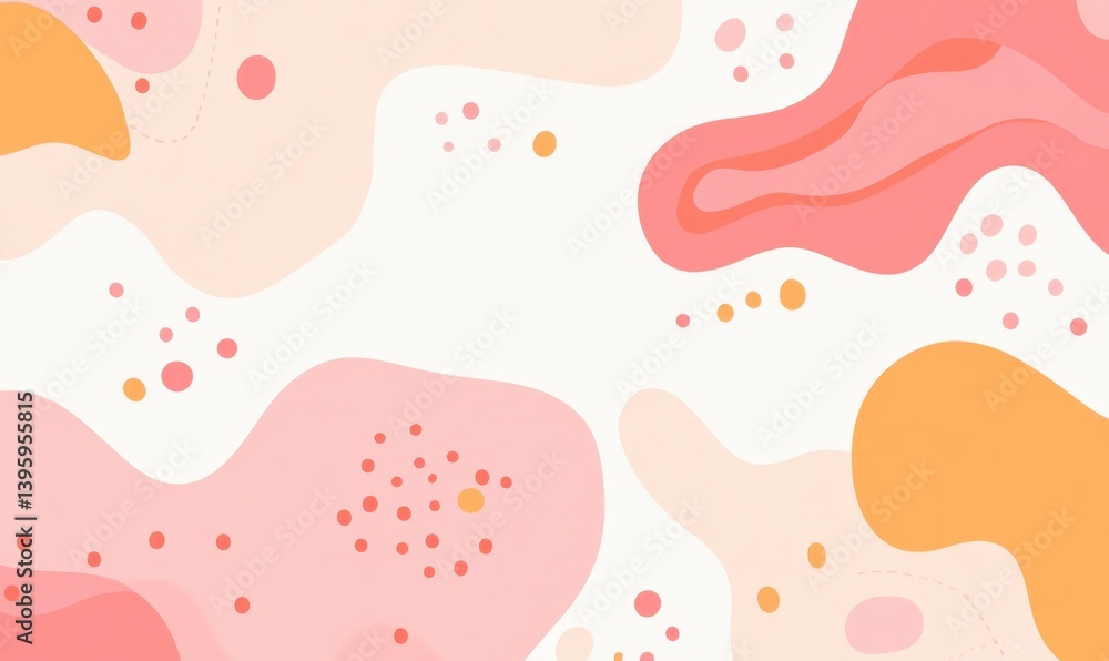 Poster flat color illustration of a simple background with abstract shapes and gradients in pink and orange