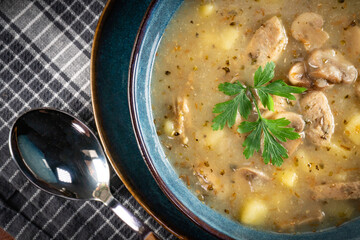 Sour soup in bowl.