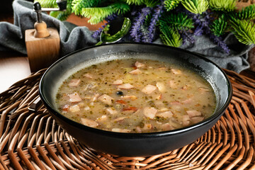 Sour soup in bowl.