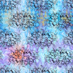 Seamless pattern. Dahlia. Dahlia flowers on a watercolor background. Abstract wallpaper with floral motifs. Floral composition. Use for printed products, signs, posters, postcards, packaging.