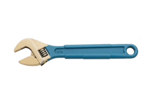 Adjustable wrench with a blue handle